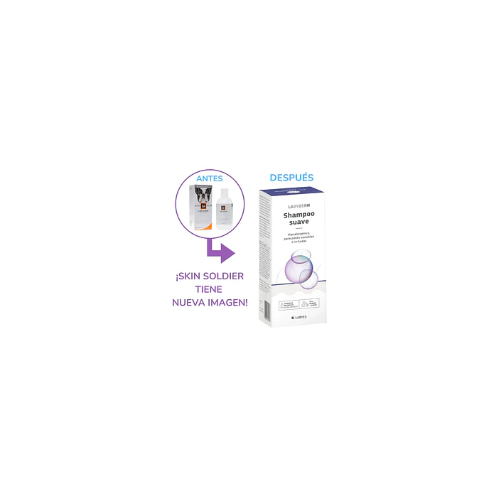 Shampoo Suave-Labyderm Skin Soldier Para Perros Y Gatos 220 Ml Fragancia Neutro  2