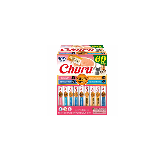 Inaba Churu Snack Gato Mix de Salmon, 60 Tubitos 1