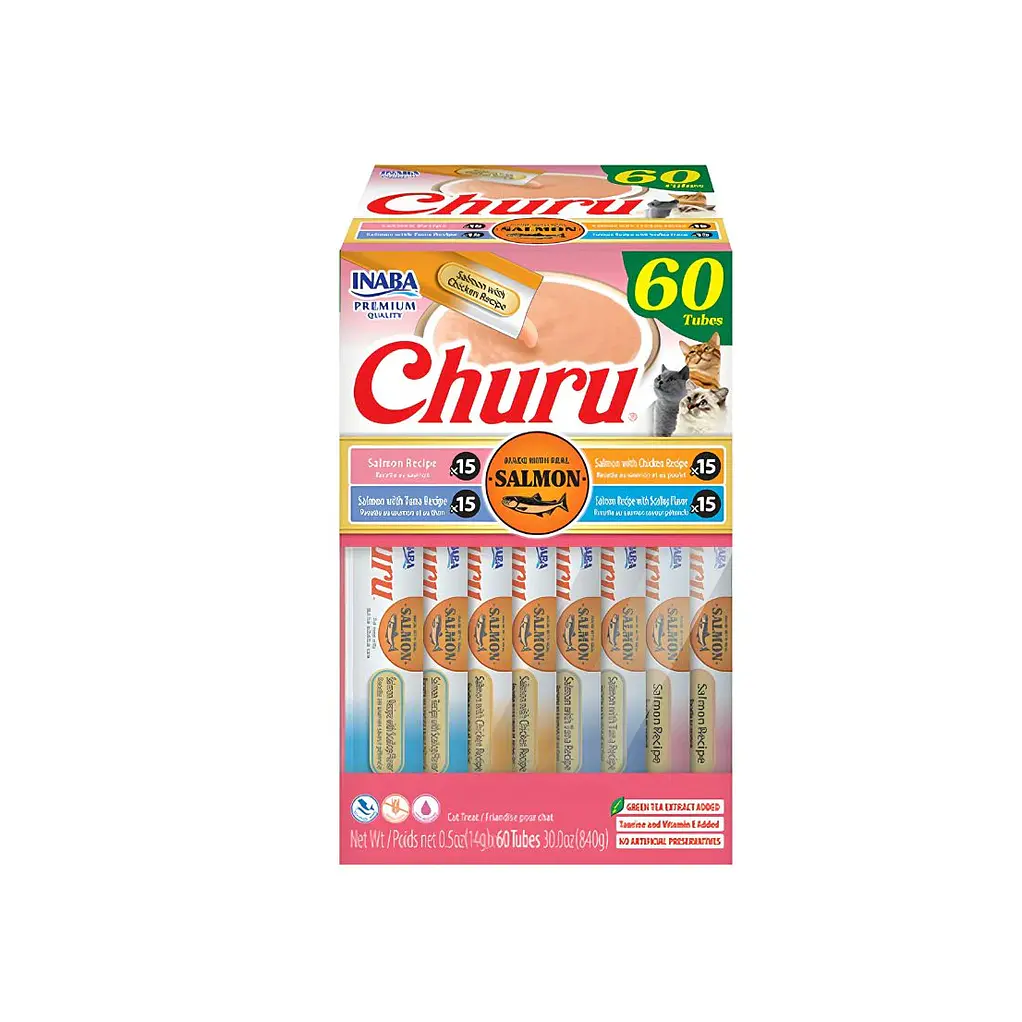 Inaba Churu Snack Gato Mix de Salmon, 60 Tubitos 3