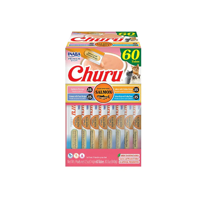 Inaba Churu Snack Gato Mix de Salmon, 60 Tubitos 3