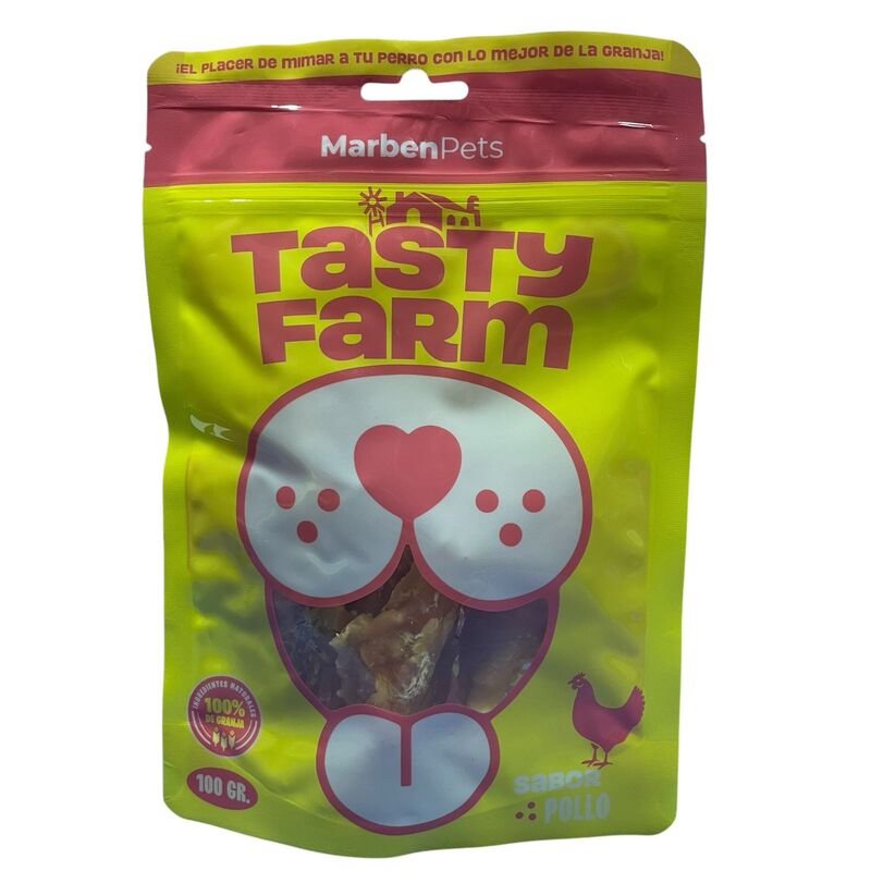 Snack Para Perro Pechugas De Pollo- Tasty Farm 100gr--VENCIMIENTO OCTUBRE 2026--