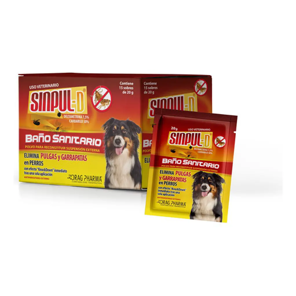 5 Baños Sanitario Sinpul D para Perros- Elimina Pulgas Y Garrapatas 20gr 1