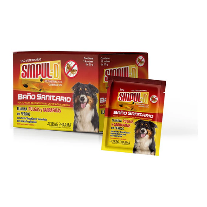 5 Baños Sanitario Sinpul D para Perros- Elimina Pulgas Y Garrapatas 20gr 1