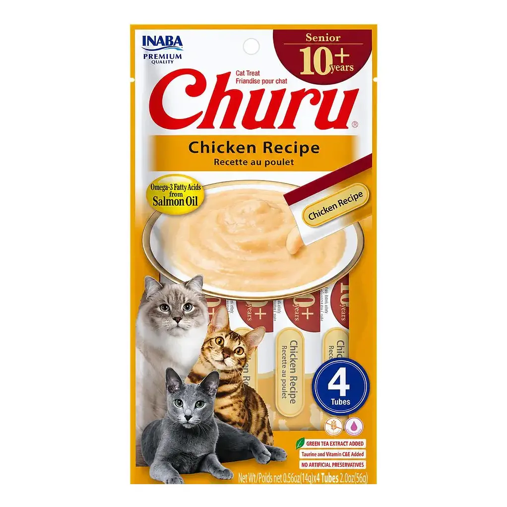 Churu Para Gato Senior 10+ Sabor Pollo 56gr- 4 Tubos 1