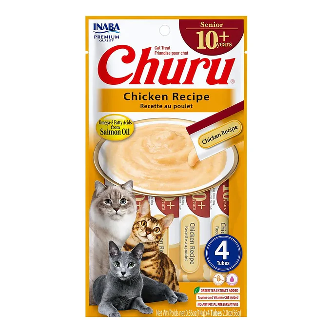 Churu Para Gato Senior 10+ Sabor Pollo 56gr- 4 Tubos 1