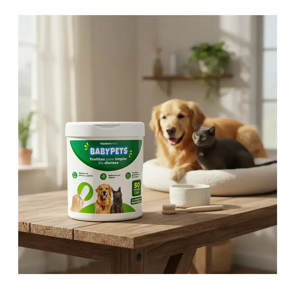 Toallitas Para Limpiar Los Dientes 50un Marben Pets Menta Verde 2