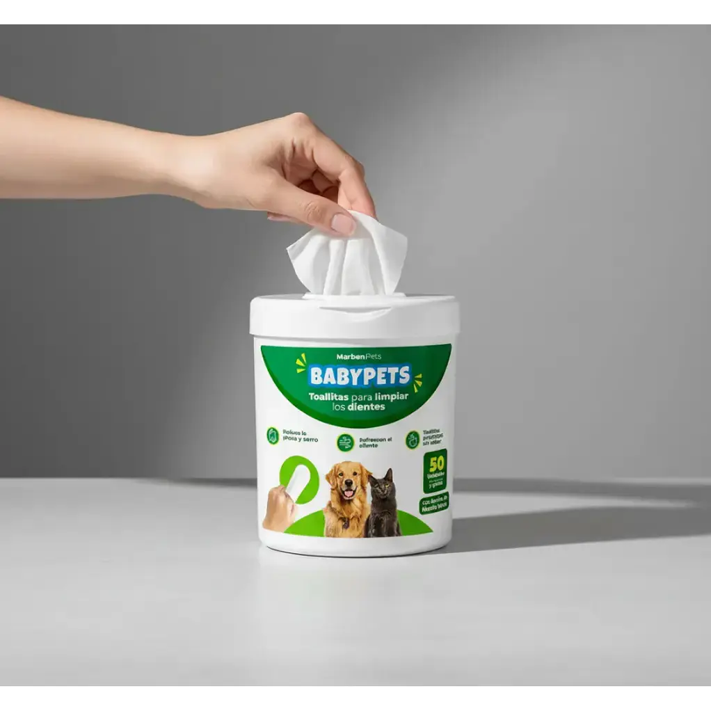Toallitas Para Limpiar Los Dientes 50un Marben Pets Menta Verde 3
