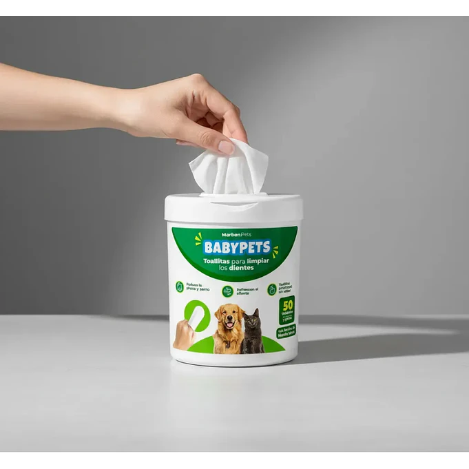 Toallitas Para Limpiar Los Dientes 50un Marben Pets Menta Verde 3