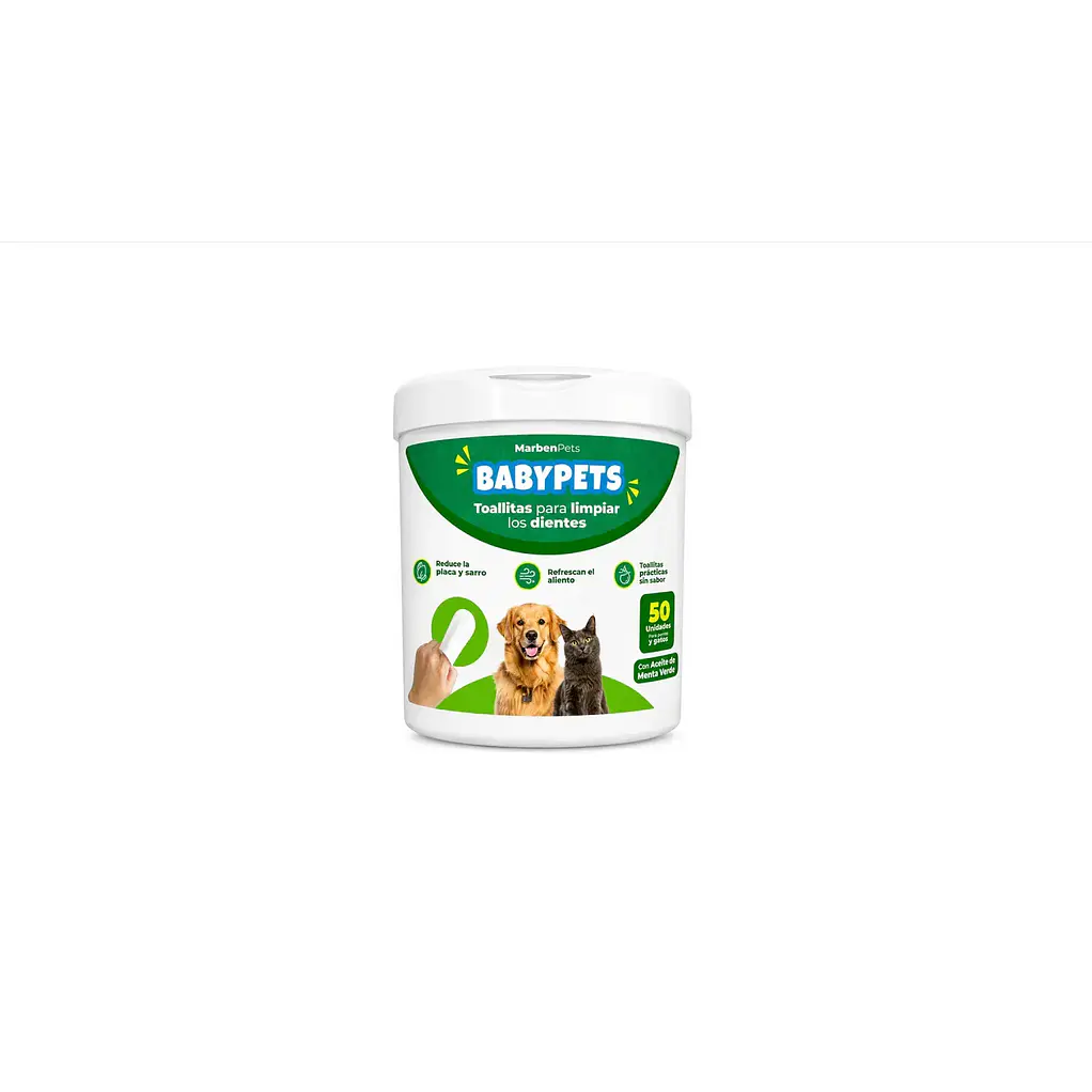 Toallitas Para Limpiar Los Dientes 50un Marben Pets Menta Verde 1