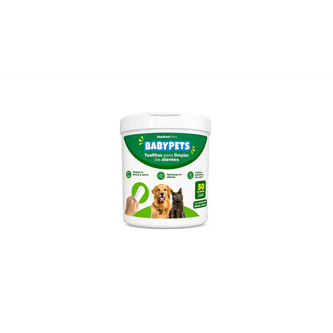 Toallitas Para Limpiar Los Dientes 50un Marben Pets Menta Verde 1