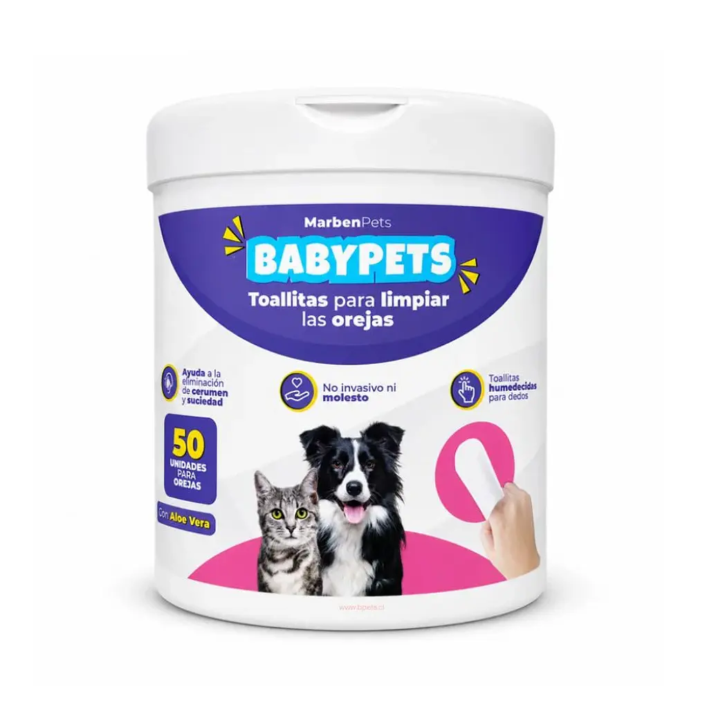 Toallitas Para Los Oidos Para Perros Y Gatos 50 Und- Babypets 1