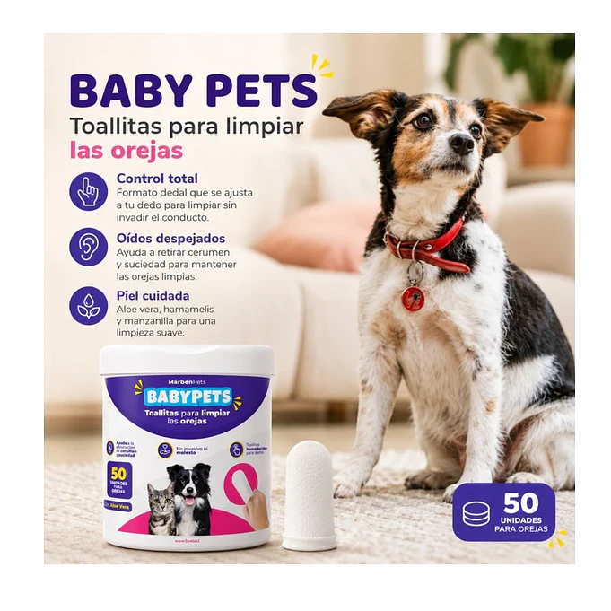 Toallitas Para Los Oidos Para Perros Y Gatos 50 Und- Babypets 3