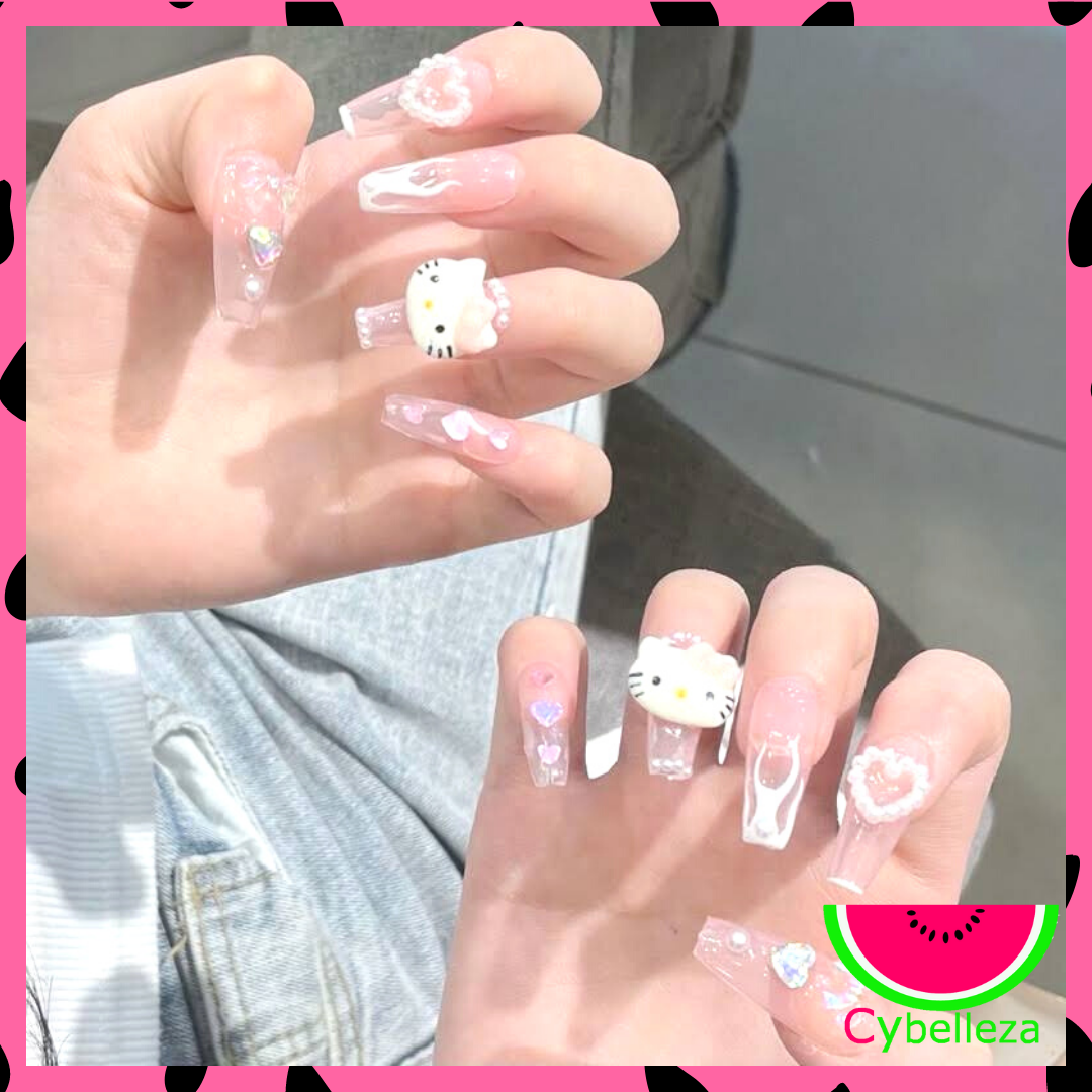 3 modelos Uñas Press On Hello Kitty Cybelleza