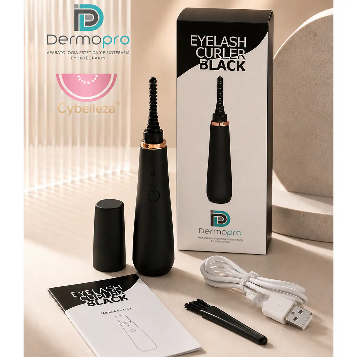 Rizador de Pestañas Eléctrico Dermopro Black By Integrakin  1