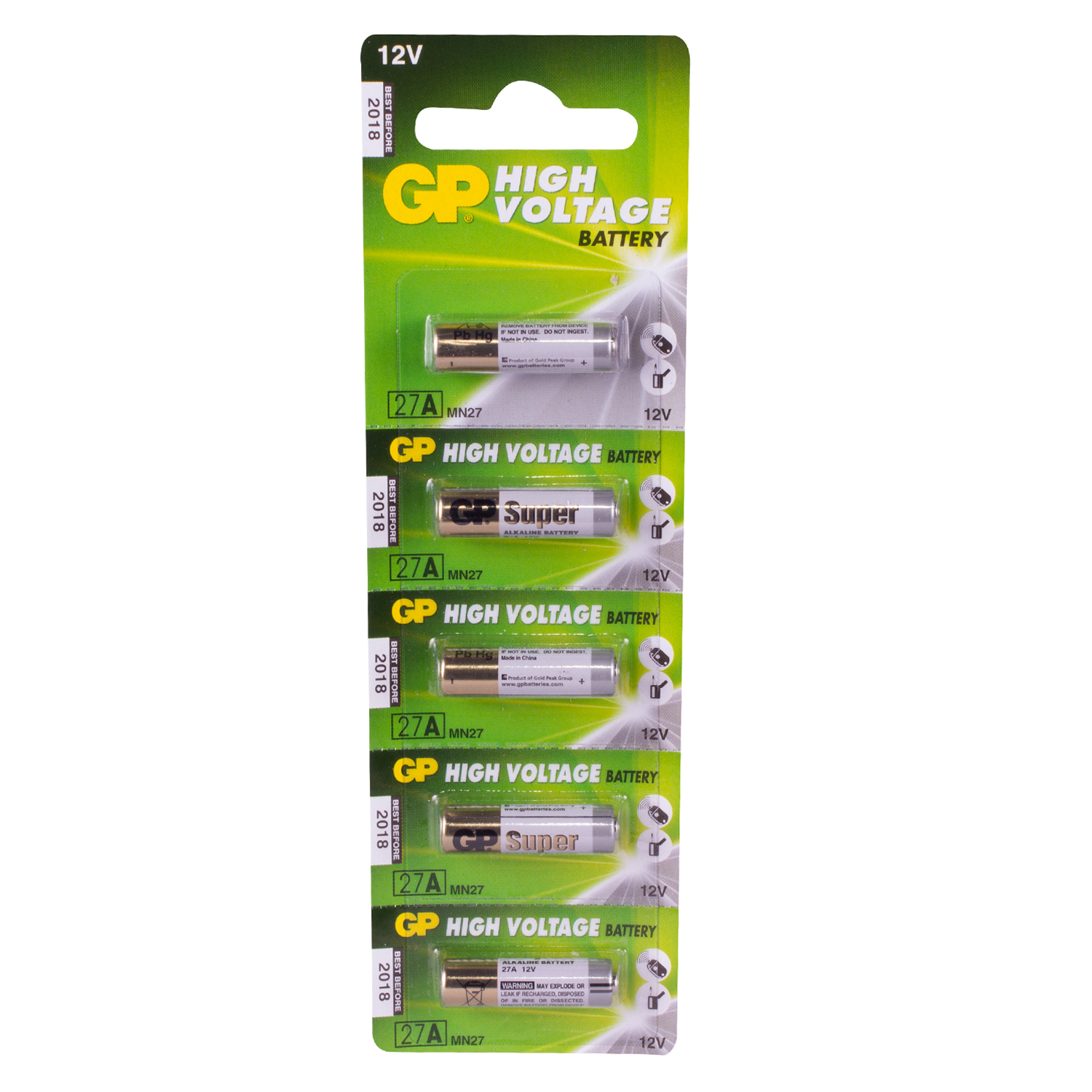 BLISTER 5 PILAS ALCALINAS 27A MN27 12V GP