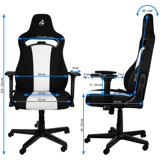 SILLA GAMER PRO NITRO CONCEPTS E250 BLACK/WHITE