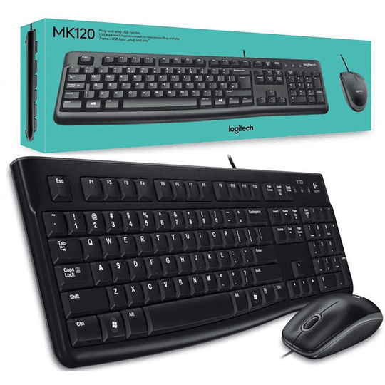 KIT Teclado + Mouse Logitech Alambrico MK120 NEGRO