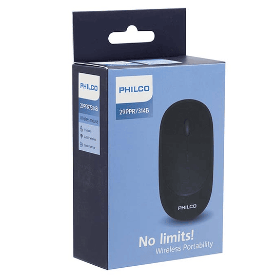 MOUSE PHILCO INALÁMBRICO ERGONÓMICO 7314 NEGRO