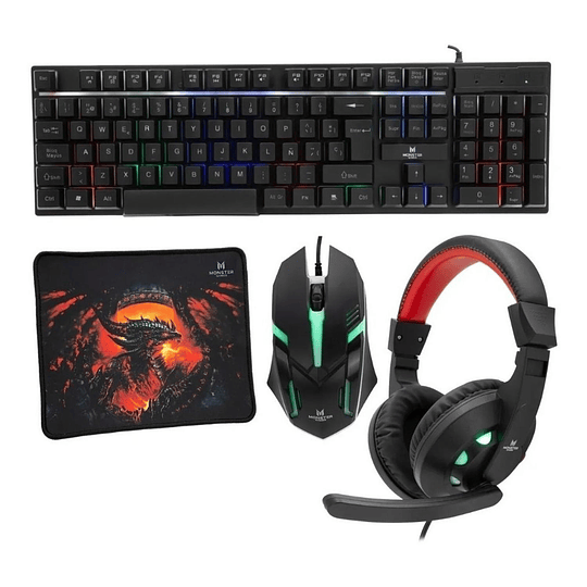 Kit Gamer Monster 4 En 1 Rgb Insertion K4125