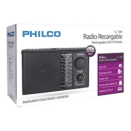 RADIO IC 18-R MULTIBANDAS RECARGABLE USB/SD/AM/FM PHILCO