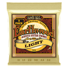 Pack De 3 Cuerdas De Guitarra Acústica Ernie Ball 3004 Earthwood Light, 11-52