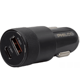 FLP2552B CARGADOR 12/24V USB/C 20W DOBLE NEGRO PHILCO