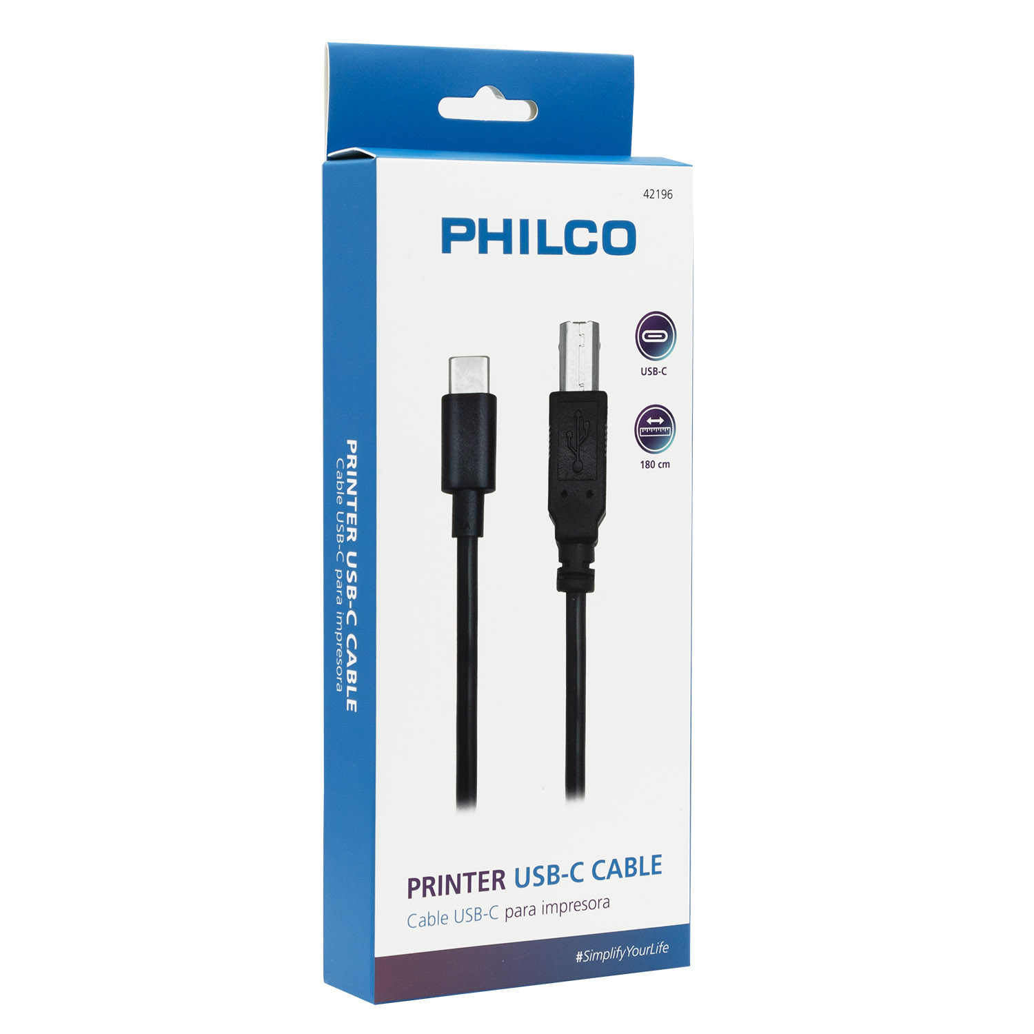 CABLE USB-C A IMPRESORA 1.80 MTS