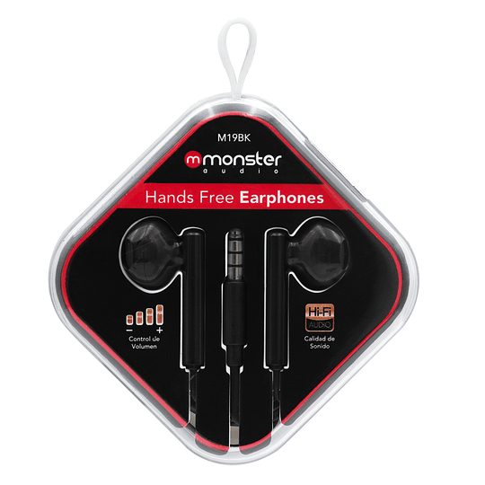 AUDIFONOS ALAMBRICO M/LIBRES M19BK 3.5MM NEGRO MONSTER