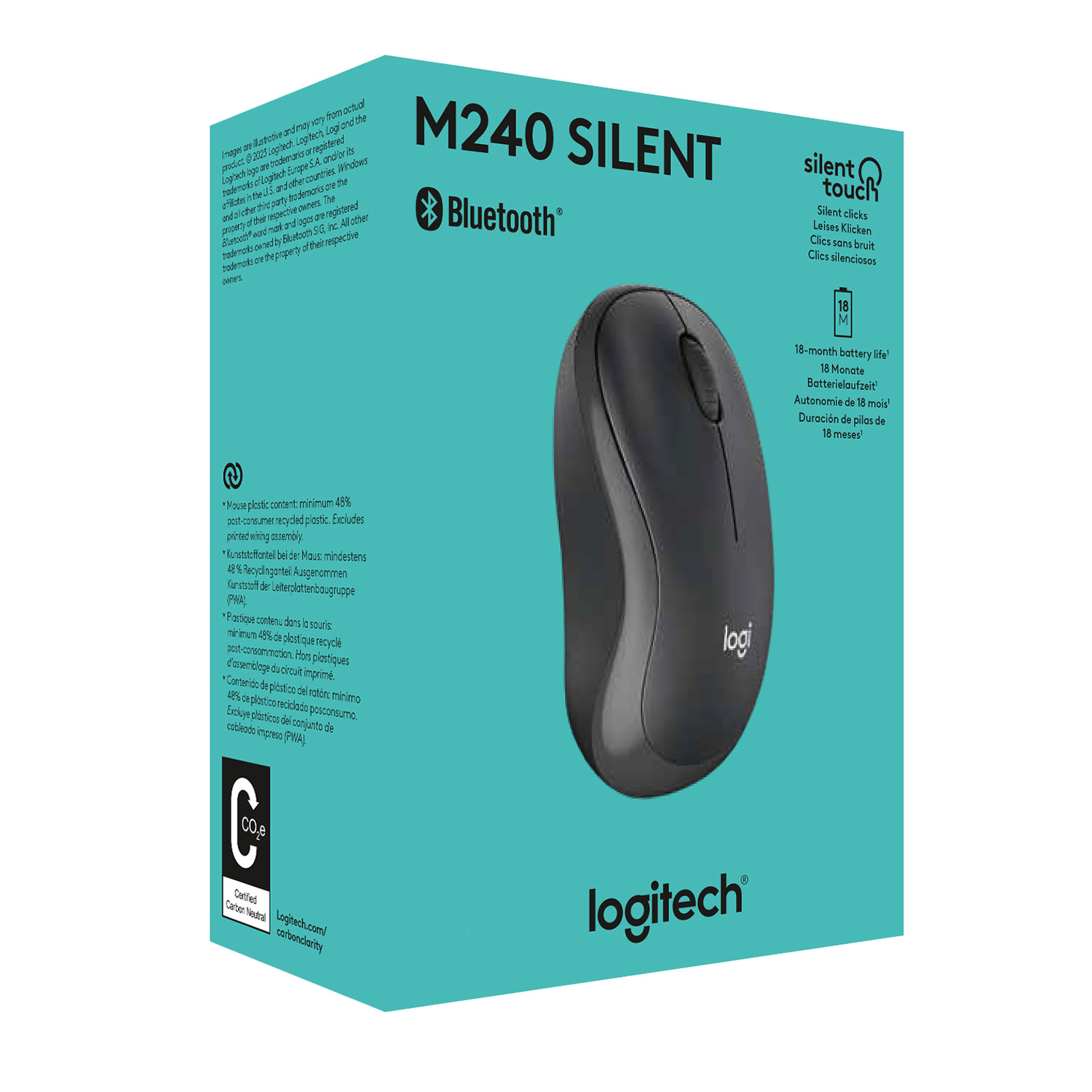 Mouse Logitech M240 Silent Bluetooth Grafito