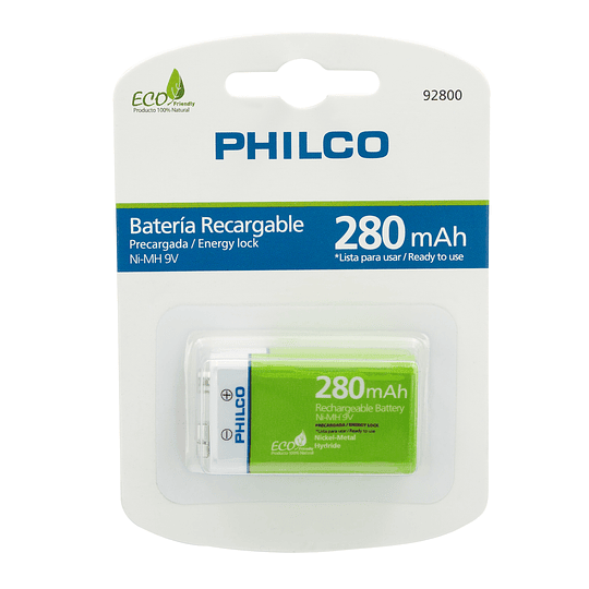 BATERIA 9V 280MAH RECARGABLE PHILCO