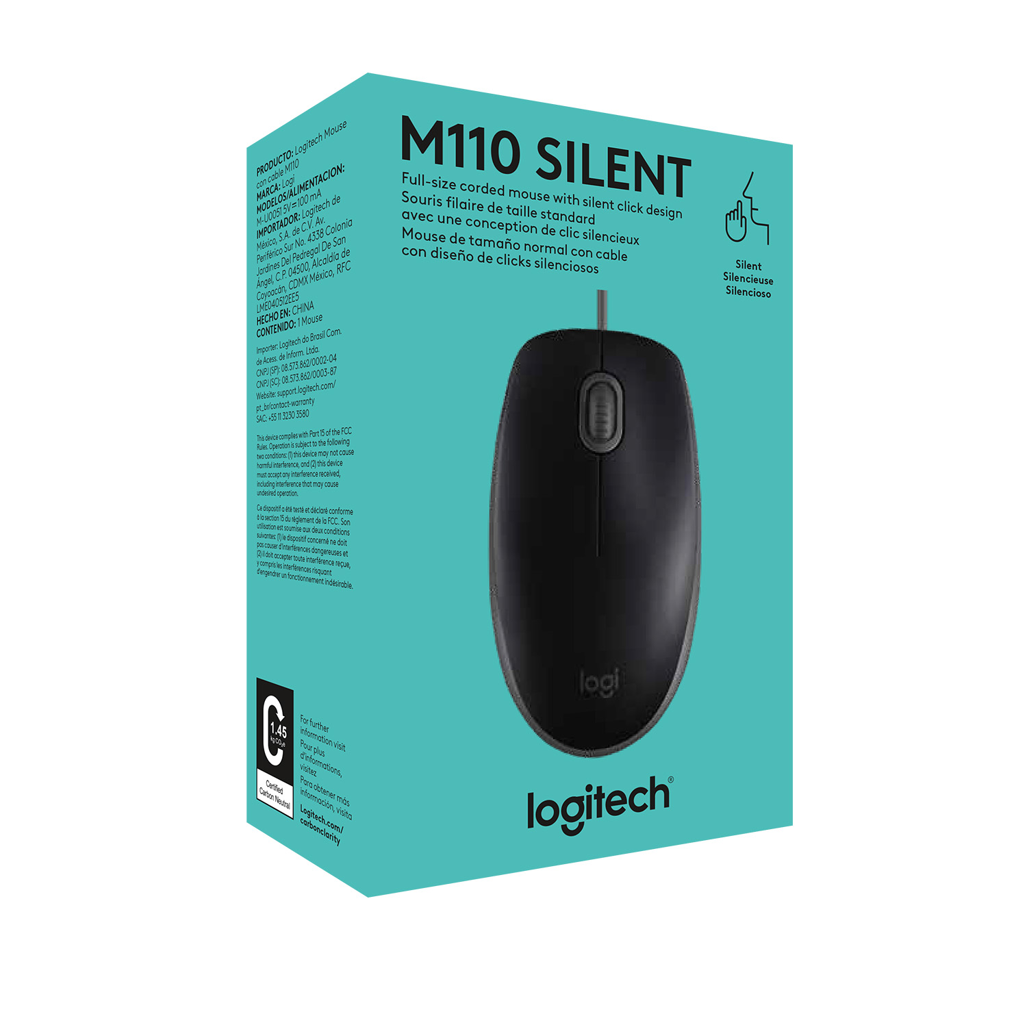 Mouse con cable Logitech M110 Silent - Negro