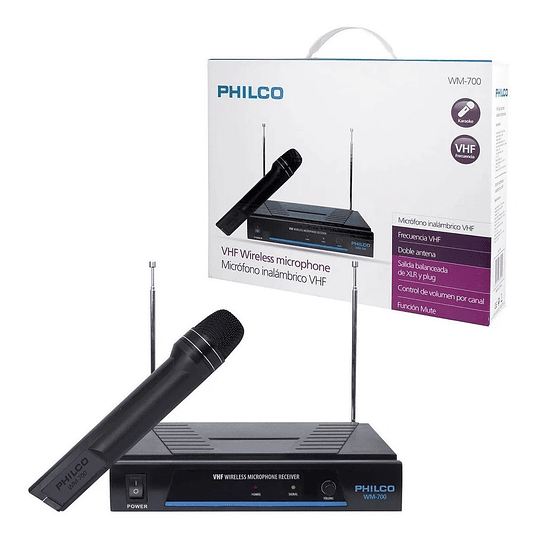 MICRÓFONO INALAMBRICO VHF KARAOKE WM700 PHILCO