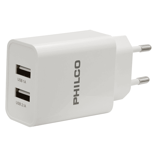 CARG. DE PARED 2.1 A DOBLE USB C/CABLE TIPO C R2109 BLANCO