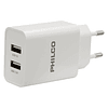 CARG. DE PARED 2.1 A DOBLE USB C/CABLE TIPO C R2109 BLANCO
