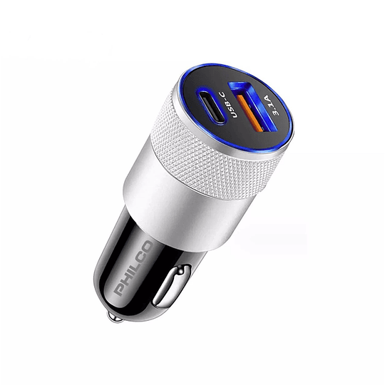 CARGADOR 12/24V USB/C 20W DOBLE PLATA PHILCO