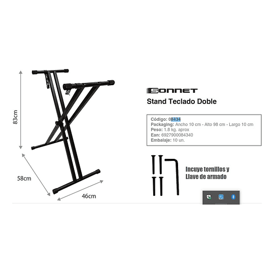 Atril Stand Para Teclados Musicales Doble 8434 Negro SONNET