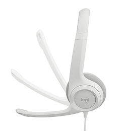 Audifonos con Micrófono Logitech H390, Micrófono c/ Supresión de Ruido, Blanco