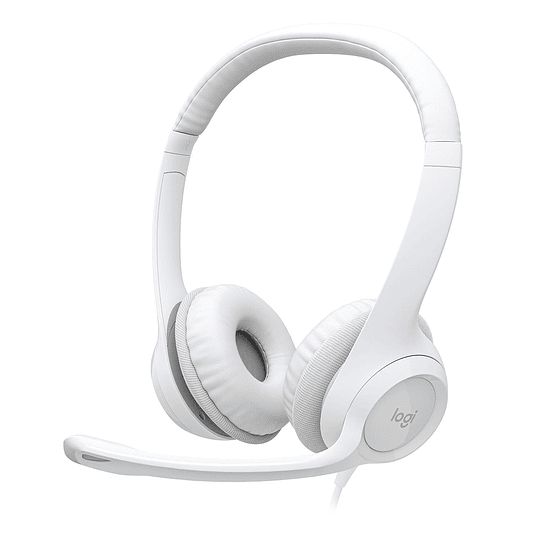 Audifonos con Micrófono Logitech H390, Micrófono c/ Supresión de Ruido, Blanco