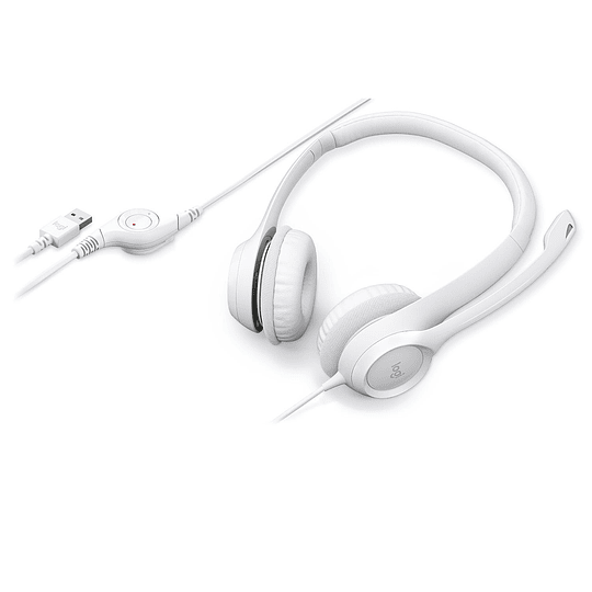 Audifonos con Micrófono Logitech H390, Micrófono c/ Supresión de Ruido, Blanco