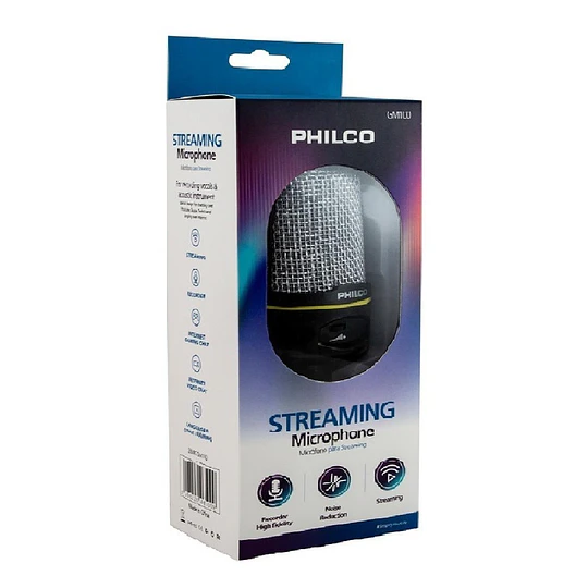 MICROFONO CONDENSADOR GAMER/STREAMER C/TRIPODE PHILCO