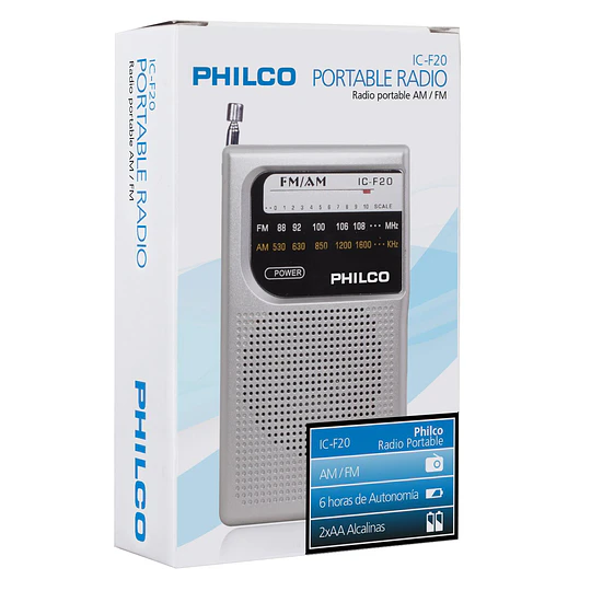 Radio A Pilas Philco Icf-20 Fm/am Portable De Bolsillo Gris
