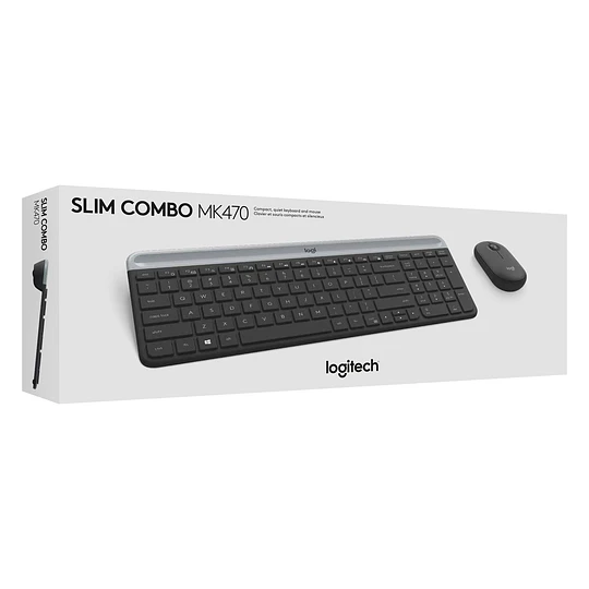 Kit Inalambrico teclado y mouse Logitech MK470 (Receptor USB, Grafito)