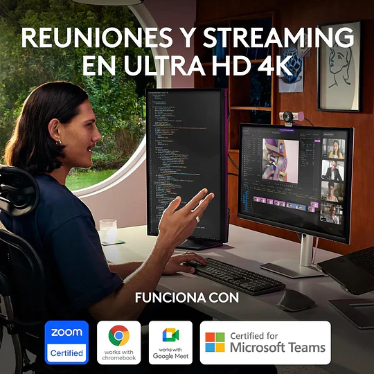 Webcam Logitech MX Brio (4K, 8.5MP, Micrófono, USB-C, Gris)
