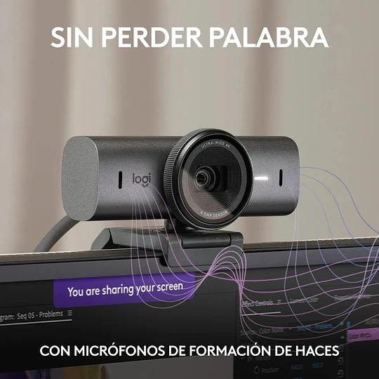 Webcam Logitech MX Brio (4K, 8.5MP, Micrófono, USB-C, Gris)