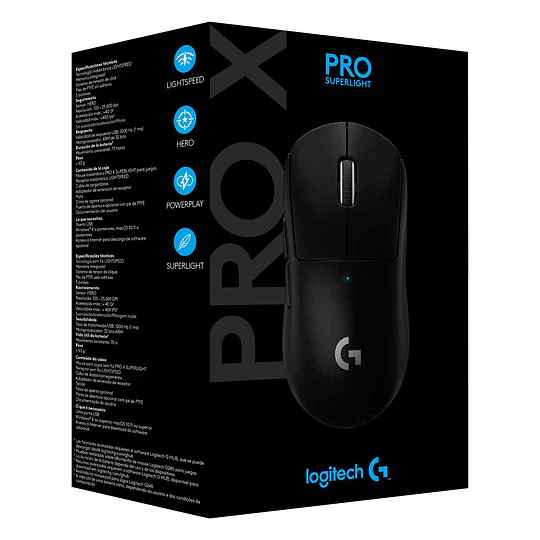 Mouse Gamer Inalámbrico Logitech G Pro X Superlight, Lightspeed, Sensor Hero, Color negro