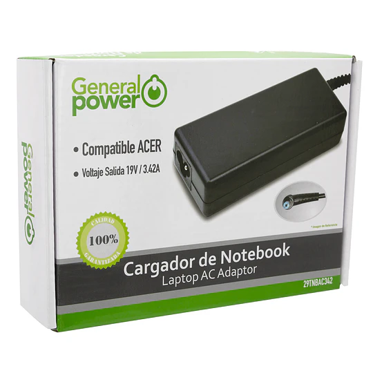 Cargador Notebook Acer 19V 3.42A  PLUG 5,5*1,7mm GENERAL POWER