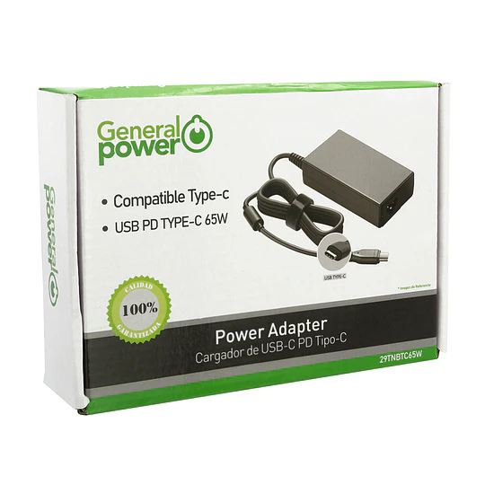 CARGADOR PARA  NOTEBOOK, MAC TIPO C (PD) 65W UNIVERSAL GENERAL POWER
