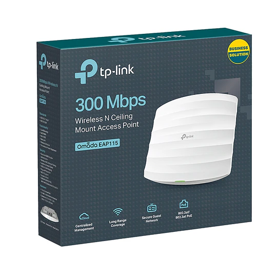 Access Point Inalámbrico Wi-Fi 4 Montaje en Techo TP-Link EAP115 , 300 Mbps