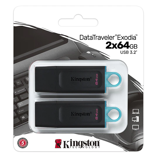 DTX/64GB-2P-TH PACK 2 PENDRIVE EXODIA 64GB (740617-325560) KINGSTON