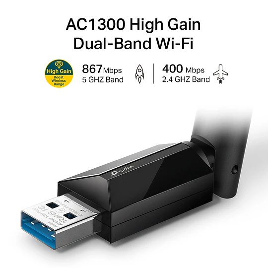ADAPTADOR USB INAL.AC1300 ALTA GANANCIA DUAL BAND